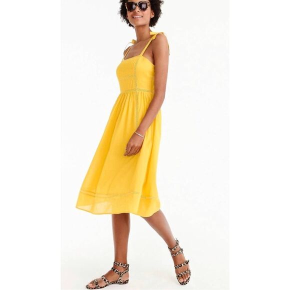 POINT SUR 100% Cotton Tie-shoulder Dress in Yellow Size 2 - Picture 1 of 14